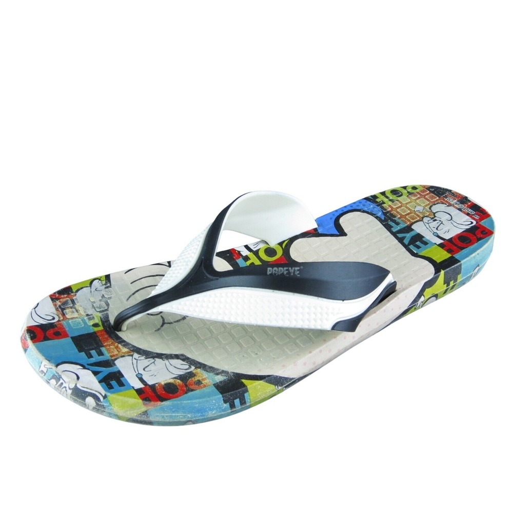 Popeye  Men Flip Flop Sandals Size‎ 8 Medium Multicolor Synthetic Slip On